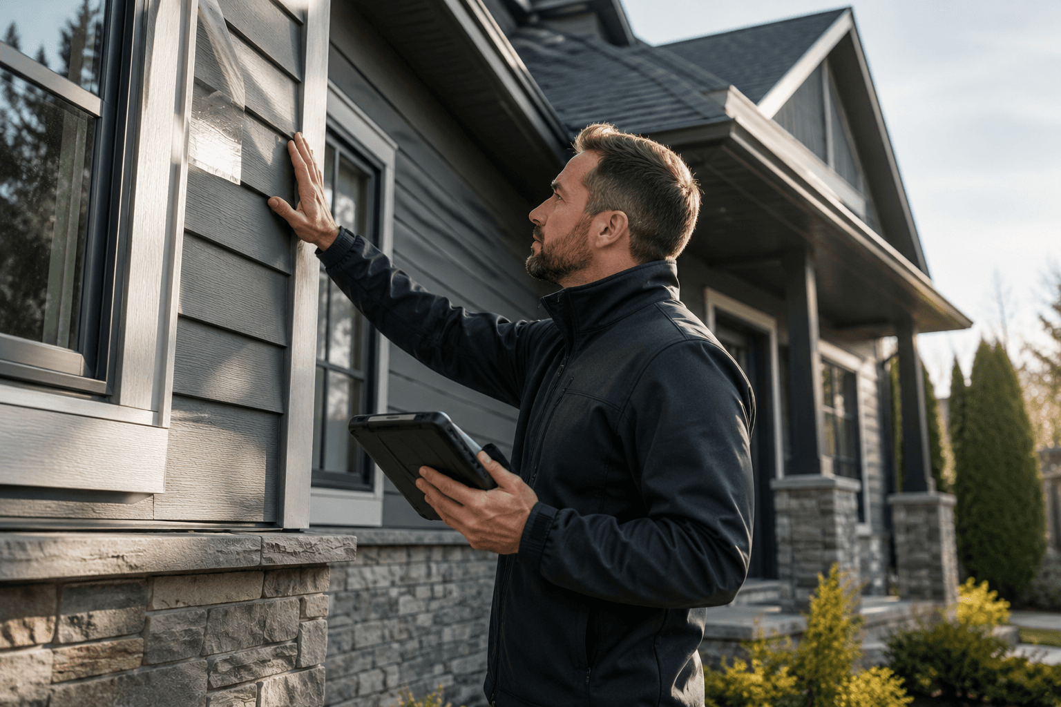 Home inspection professional at work